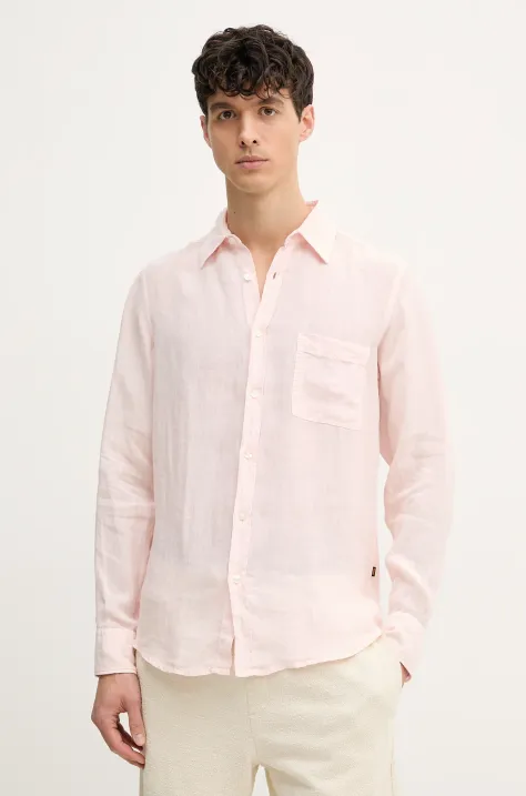 BOSS Orange camicia di lino uomo colore rosa  50537381