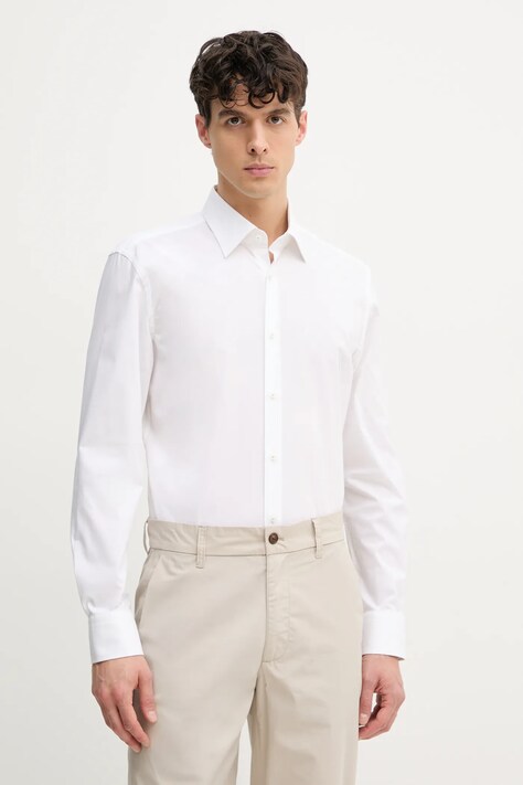 BOSS camasa barbati, culoarea alb, cu guler clasic, slim, 50538949
