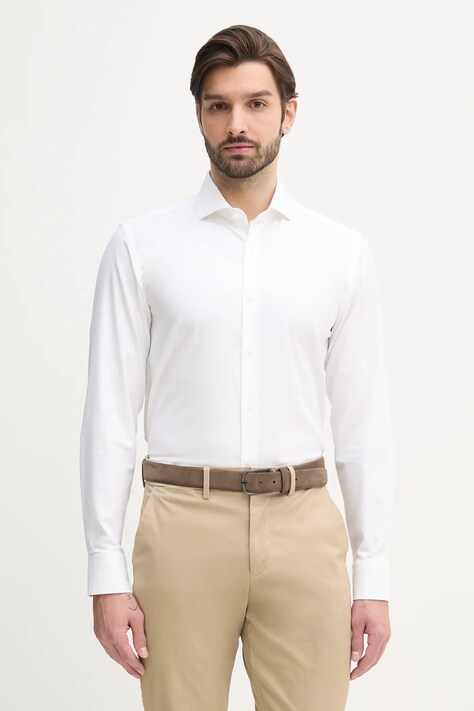 BOSS camasa barbati, culoarea alb, cu guler italian, slim, 50538962