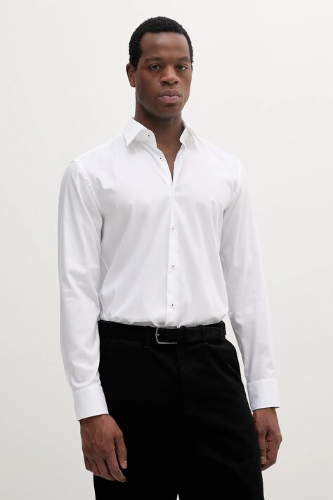 BOSS cămașă din bumbac culoarea alb, slim, 50539177