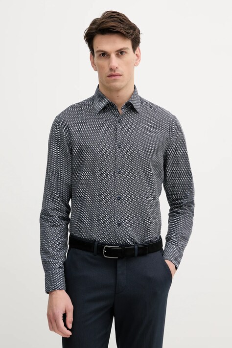 BOSS cămașă de in culoarea bleumarin, regular, 50539532