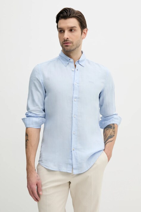 Сорочка з льону BOSS чоловіча slim комір button-down 50520283