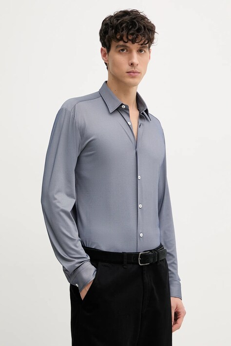 BOSS cămașă bărbați, culoarea bleumarin, cu guler clasic, slim, 50533434