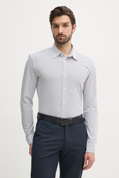 BOSS cămașă bărbați, culoarea alb, cu guler clasic, slim, 50539457