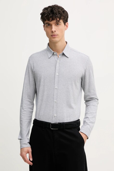 BOSS cămașă din bumbac bărbați, culoarea alb, cu guler clasic, slim, 50539579