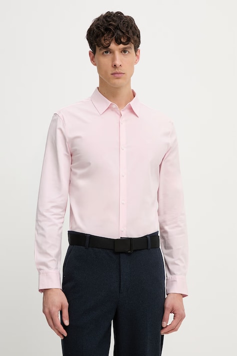 Calvin Klein cămașă pentru bărbați, cu bumbac roz simplă LV04LB145G