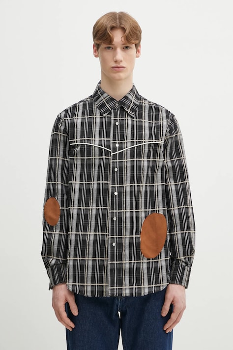 Πουκάμισο Andersson Bell Noah Patch Check χρώμα: μαύρο, atb1238m