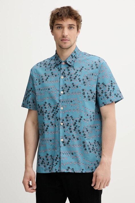 Bavlněná košile PS Paul Smith pánská, tyrkysová barva, regular, M2R.695U.P22315