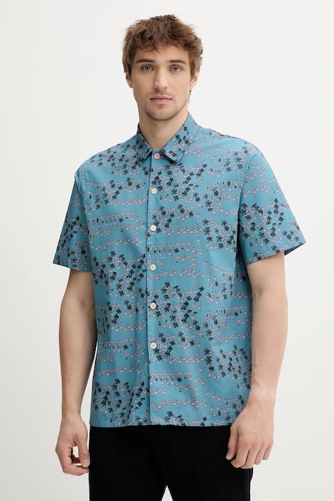 Бавовняна сорочка PS Paul Smith колір бірюзовий regular M2R.695U.P22315