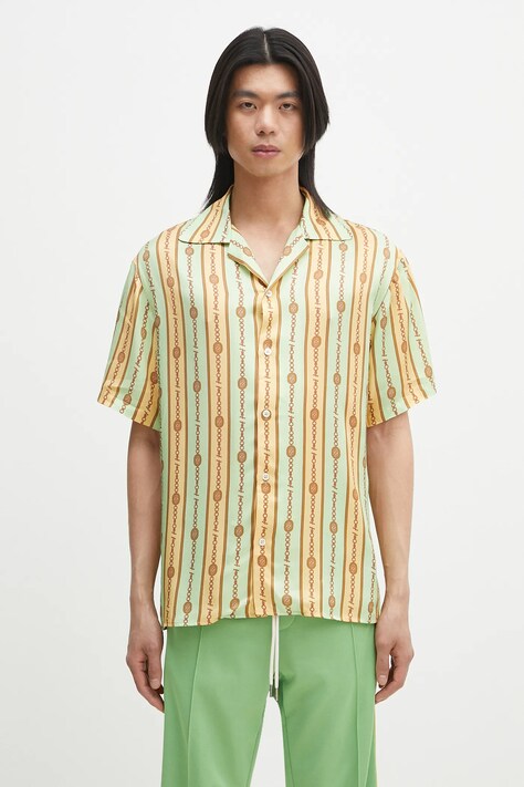 Košile Drôle de Monsieur La Chemise Bijoux pánská, zelená barva, relaxed, G-SH204-VI016-LGN
