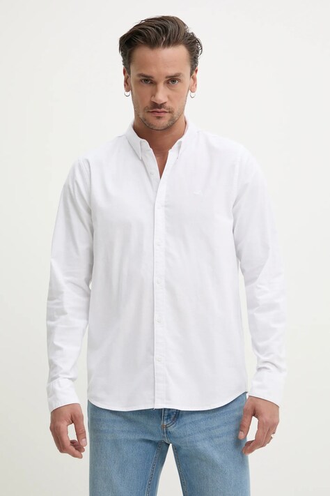 Košeľa Hollister Co. pánska, biela farba, regular, s golierom button-down, KI325-5130