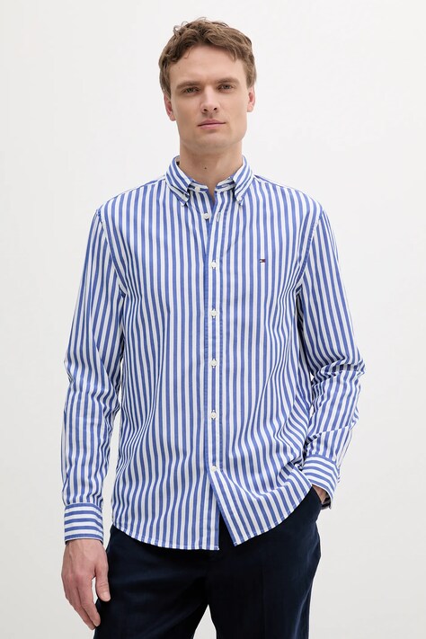 Хлопковая рубашка Tommy Hilfiger мужская slim воротник button-down MW0MW39159