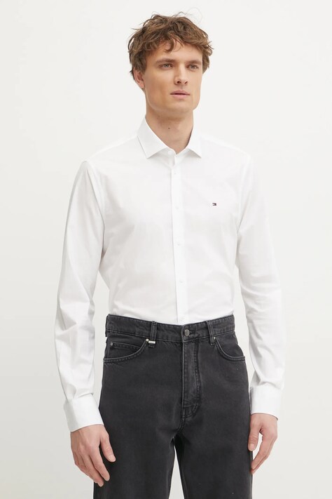 Рубашка Tommy Hilfiger мужская цвет белый slim итальянский воротник MW0MW39279