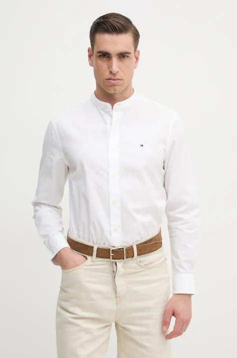 Bavlněná košile Tommy Hilfiger bílá barva, regular, se stojáčkem, MW0MW39966