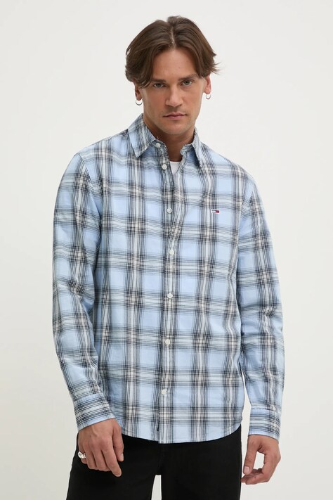 Бавовняна сорочка Tommy Jeans чоловіча regular класичний комір DM0DM20885