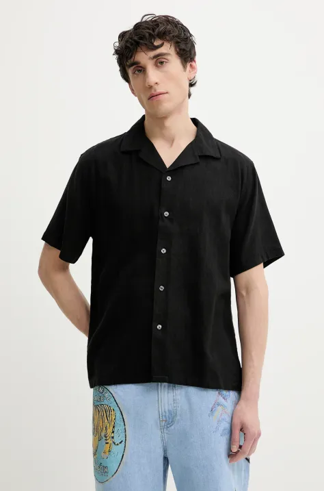 Abercrombie & Fitch camicia di lino uomo colore nero  KI125-5075