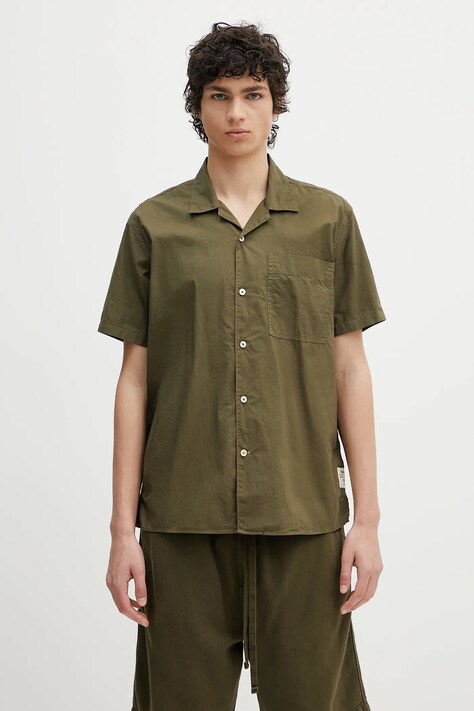 Bavlněná košile Barbour Barbour Holywell Poplin S/S Relaxed Fit Shirt pánská, zelená barva, relaxed, s klasickým límcem, MSH5603