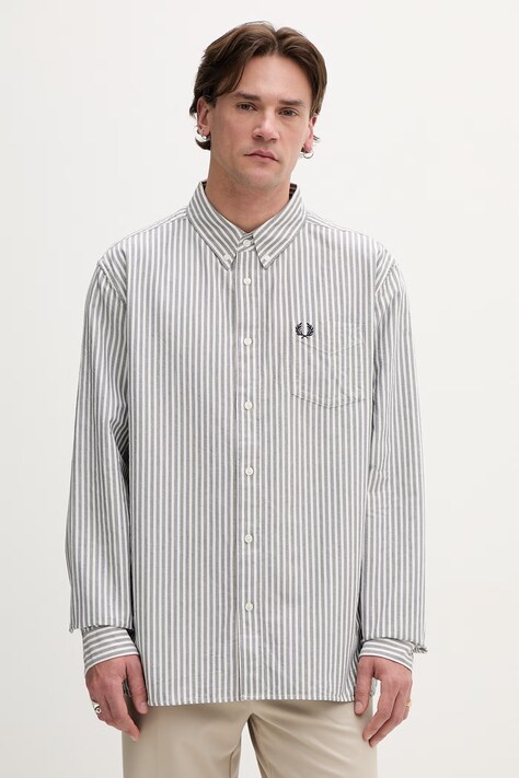 Fred Perry koszula bawełniana męska kolor granatowy regular z kołnierzykiem button-down M6574.X86