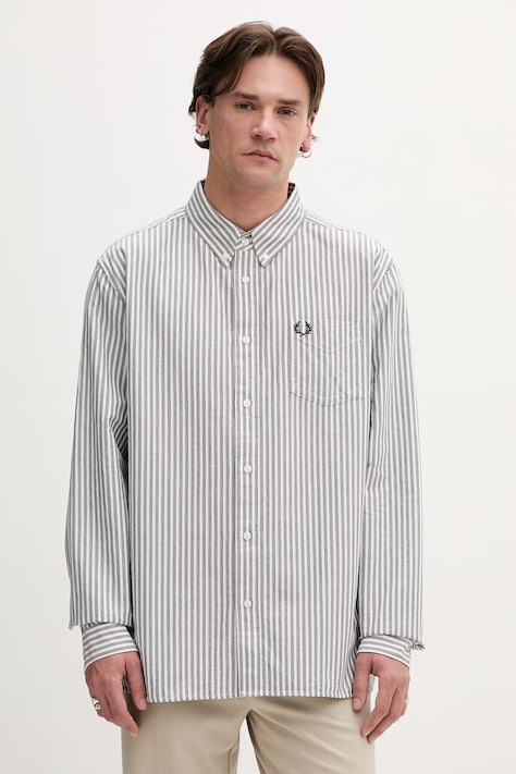 Fred Perry koszula bawełniana męska kolor granatowy regular z kołnierzykiem button-down M6574.X86