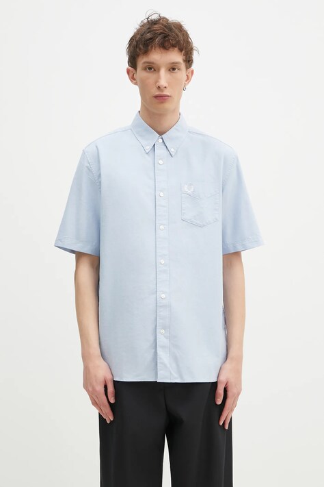Fred Perry koszula bawełniana męska kolor niebieski regular z kołnierzykiem button-down M8730.146