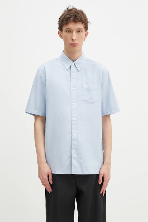 Fred Perry koszula bawełniana męska kolor niebieski regular z kołnierzykiem button-down M8730.146