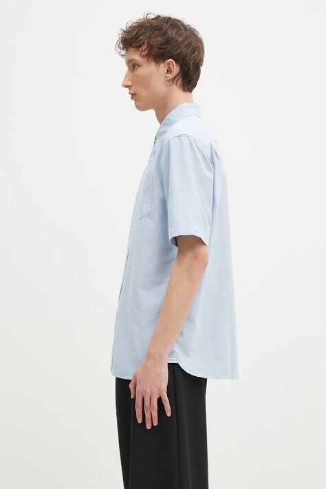 Fred Perry koszula bawełniana męska kolor niebieski regular z kołnierzykiem button-down M8730.146