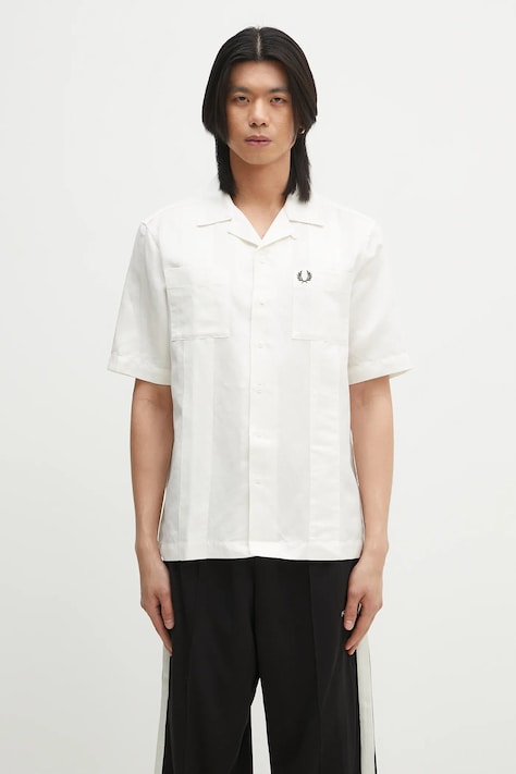 Риза Fred Perry мъжка в бяло със свободна кройка M9822.129