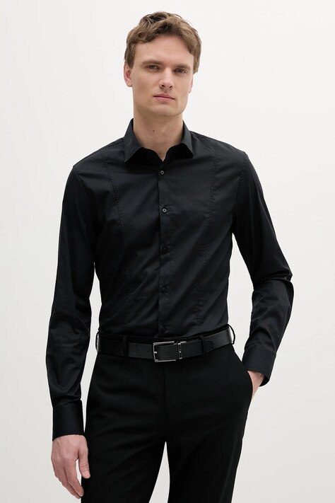 Košile Marciano Guess OLIVER pánská, černá barva, regular, s klasickým límcem, 1GH402 4416Z