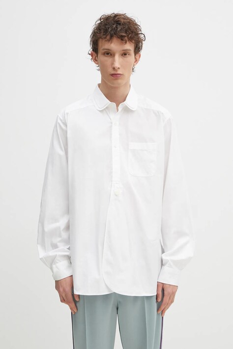 Bavlněná košile Needles Double Round Collar EDW bílá barva, relaxed, QV294