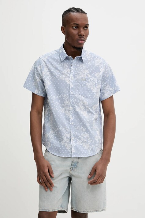 Bavlněná košile Guess Jeans pánské, modrá barva, regular, s klasickým límcem, M5GH16 WH8R1