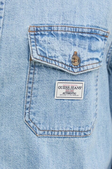 Бавовняна сорочка Guess Jeans — SS25-KDM0S5, блакитний — фото 5