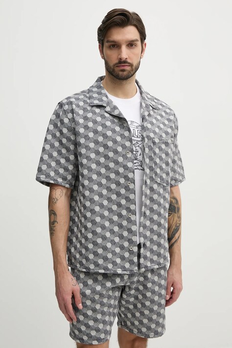BALR. cămașă din bumbac bărbați, culoarea gri, relaxed, B1132.1010