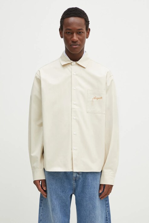 Bavlněná košile Axel Arigato Ray Overshirt béžová barva, relaxed, s klasickým límcem, A3119002