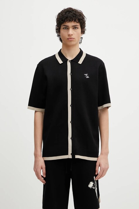Сорочка Filling Pieces Gardener колір чорний relaxed класичний комір 91299851861