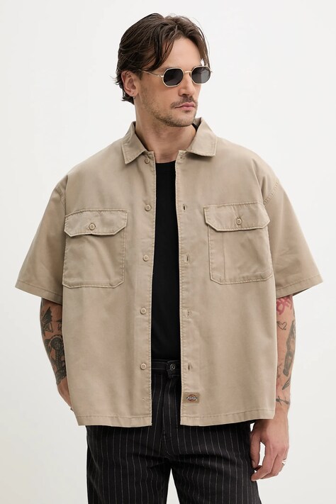 Košile Dickies pánská, zelená barva, regular, s klasickým límcem, DK0A4Z7Q0DS1