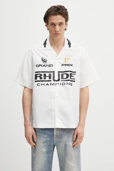 RHUDE shirt Champions Snap white color relaxed RHPS25SR01005