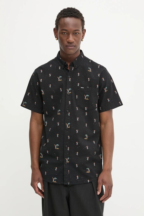 Rip Curl koszula męska kolor czarny regular z kołnierzykiem button-down 01PMSH