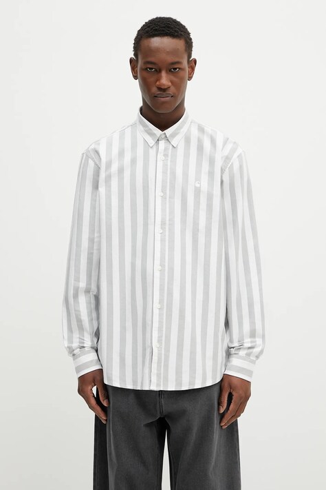 Carhartt WIP camicia in cotone L/S Dillion Shirt uomo colore blu  I033027