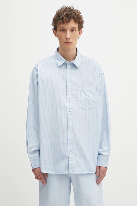 Carhartt WIP koszula bawełniana L/S Notus Shirt męska kolor niebieski relaxed z kołnierzykiem klasycznym I034697