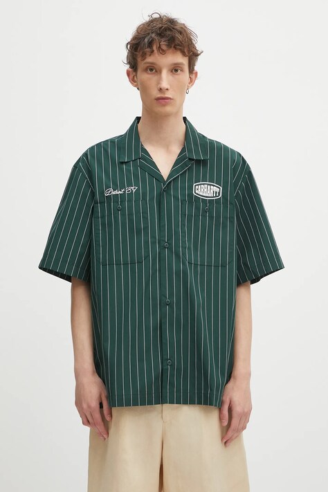 Πουκάμισο Carhartt WIP S/S Hendry Shirt χρώμα: πράσινο, I034534