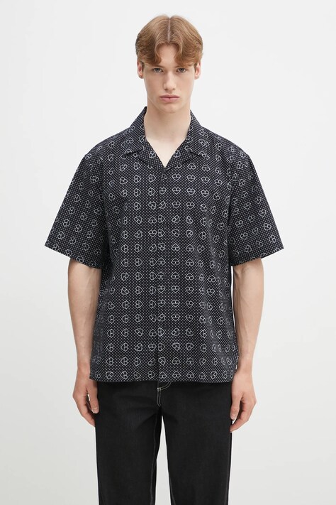 Bavlněná košile Carhartt WIP S/S Furoshiki Shirt černá barva, relaxed, I034549