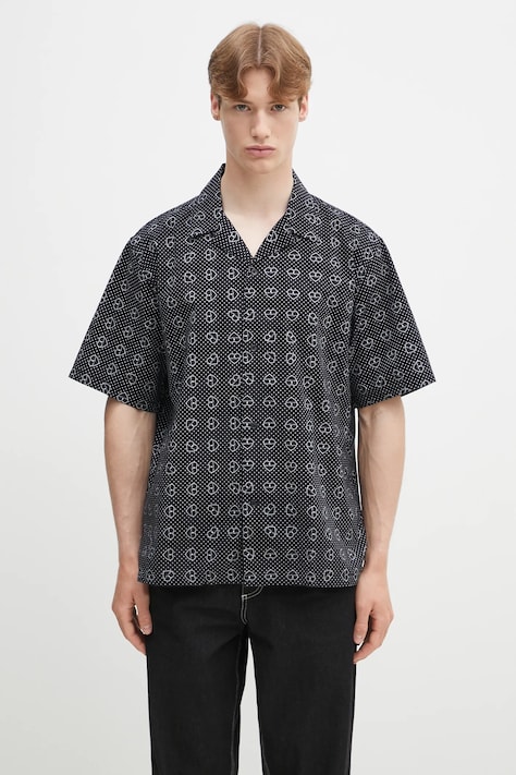 Βαμβακερό πουκάμισο Carhartt WIP S/S Furoshiki Shirt ανδρικό, χρώμα: μαύρο, I034549