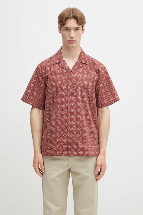 Carhartt WIP cămașă din bumbac S/S Furoshiki Shirt barbati, culoarea maro, relaxed, I034549