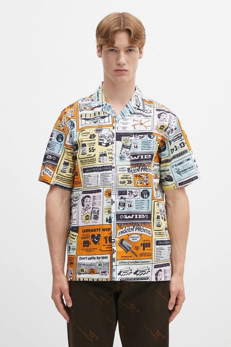 Košile s příměsí lnu Carhartt WIP S/S Catalogue Shirt pánská, více barev, relaxed, s klasickým límcem, I034548