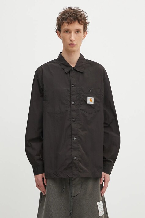 Carhartt WIP koszula Canby Shirt Jac męska kolor czarny regular I035243.0D2XX