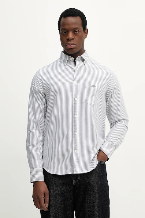 Gant koszula bawełniana męska kolor niebieski regular z kołnierzykiem button-down 3000230