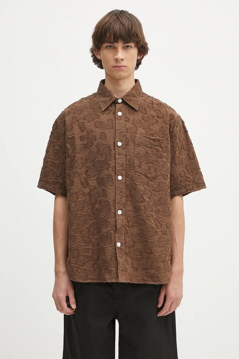 Рубашка Norse Projects Mo Oversized Fil Coupe SS Shirt цвет коричневый relaxed классический воротник N40.0830.2033
