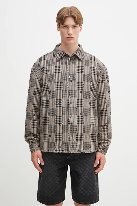 Daily Paper rövid kabát Quilted Shield Ls Shirt bézs, átmeneti, 2511020