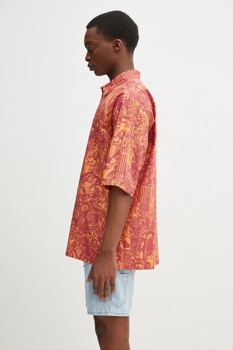 Бавовняна сорочка Marcelo Burlon Aop Mech Bowling Shirt Orange Burgundy — фото 2