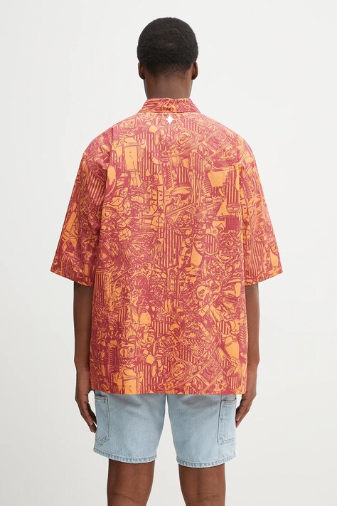 Бавовняна сорочка Marcelo Burlon Aop Mech Bowling Shirt Orange Burgundy — фото 3
